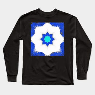 blue winter abstract pattern Long Sleeve T-Shirt